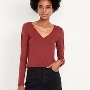 Old Navy Cordovan Modern Deep V Double Layer Shirt